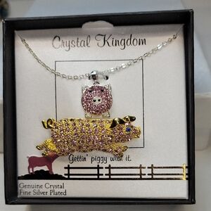 Crystal Kingdom Pig Necklace & Brooch